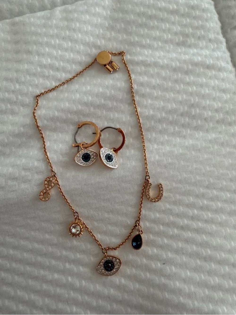 Swarovski Rose Gold Evil Eye Bracelet with Crystal Charms